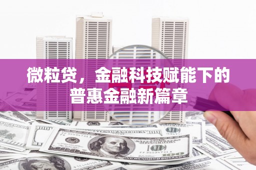 陕西微粒贷，金融科技赋能下的普惠金融新篇章
