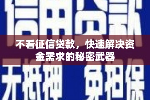 陕西不看征信贷款，快速解决资金需求的秘密武器
