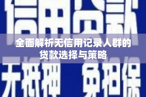 陕西全面解析无信用记录人群的贷款选择与策略